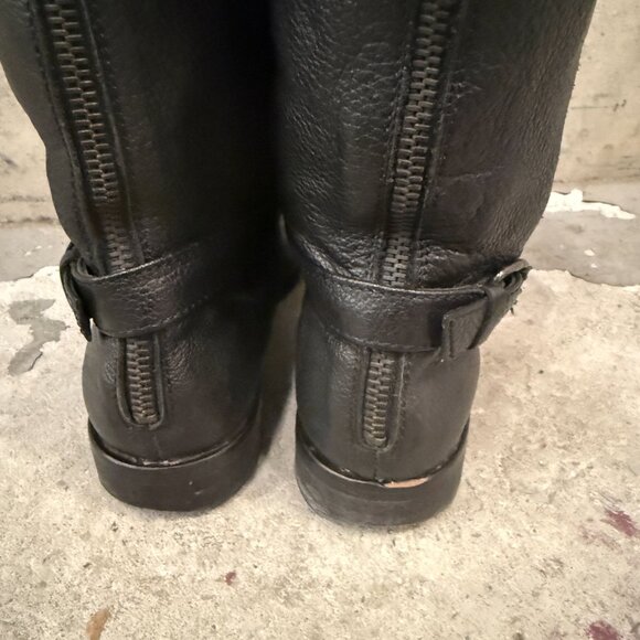 J. Crew Black Emmett Wide Calf Pebble Leather Tall Zip Boots Extended Calf 6 - Picture 5 of 13